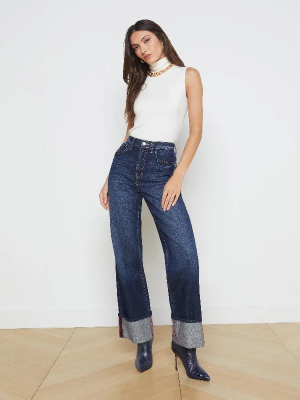 French Retro Miley Cuffed Wide-Leg Jean